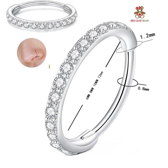 Gold-plated nose ring hoop  a sparkling pavé design - Picture 2 of 5